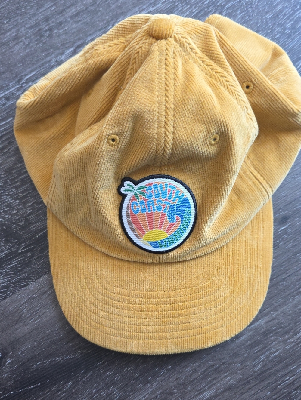 South Coast Wahines Circle Sun Corduroy Hat Butter Yellow Surf Skate Strapback